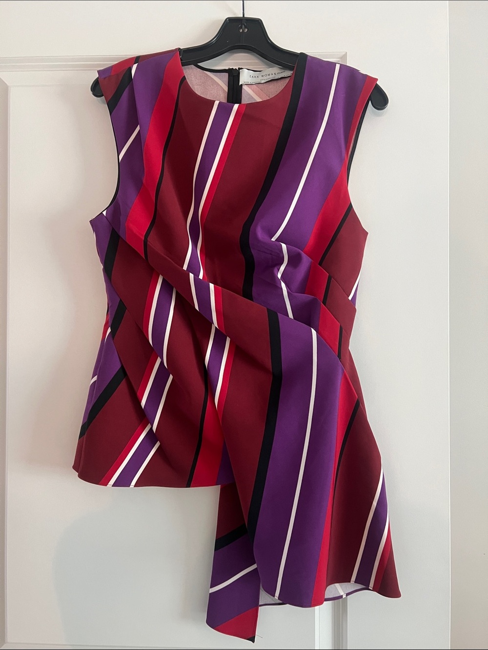 Zara Sleeveless Draped Top in Burgundy, Purple & Red
